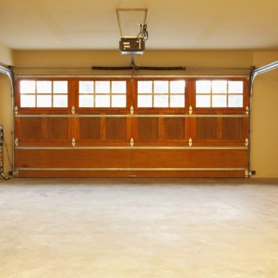 Interior of an empty domestic garage.
